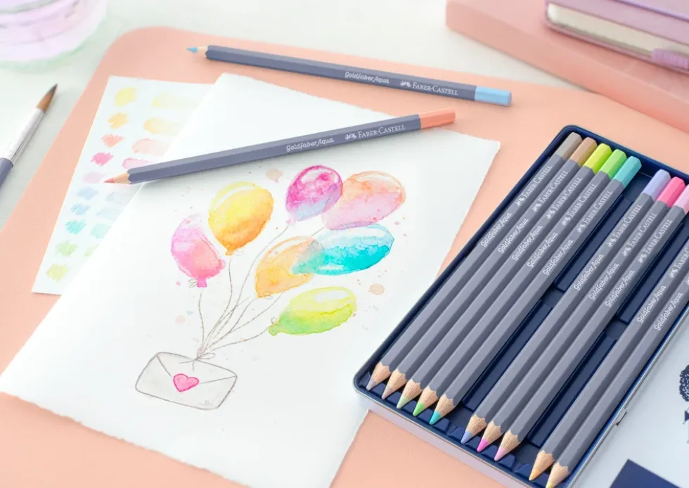 Akvarel farveblyant Faber-Castell 12 ass pastelfarver 3,3 mm