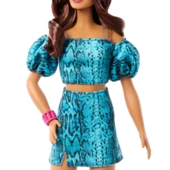 Barbie Fashionista teal animal print