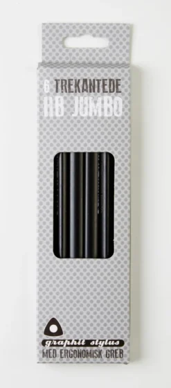 Blyant Graphit Stylus HB jumbo sort 6 stk