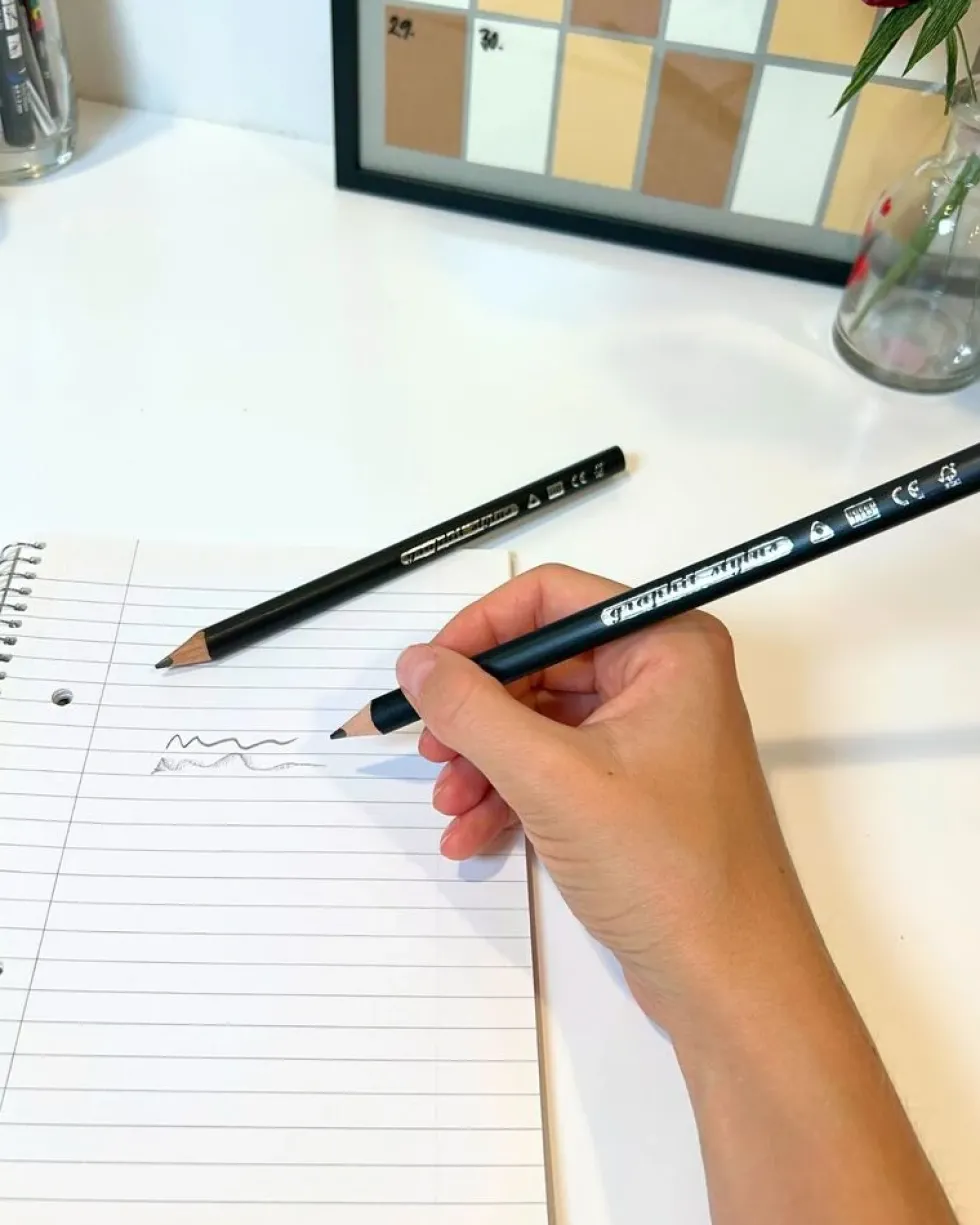 Blyant Graphit Stylus HB jumbo sort 6 stk