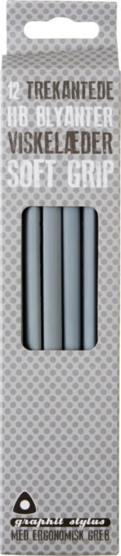 Blyant Graphit Stylus soft grip grå 12 stk