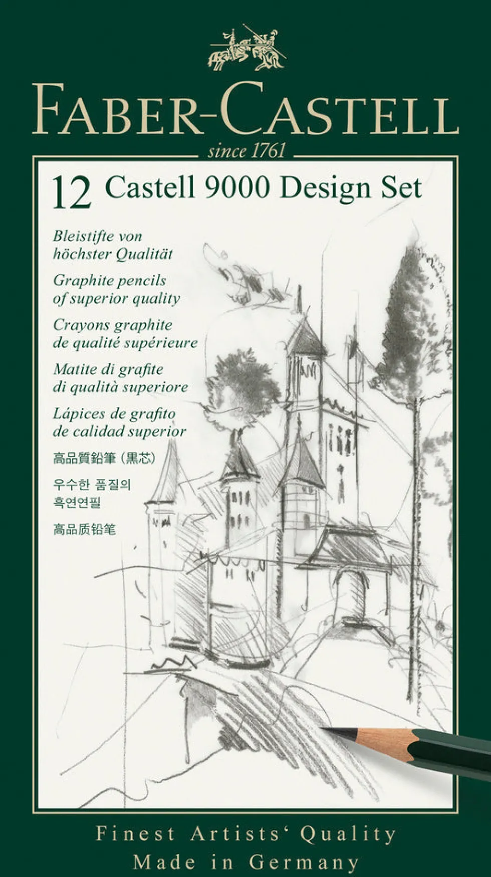 Blyant sæt pitt Faber-Castell 9000 5b-5h tin 12 ass