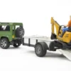 Bruder Land Rover med trailer og JCB micro gravemaskine