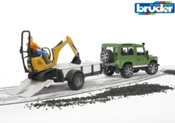 Bruder Land Rover med trailer og JCB micro gravemaskine