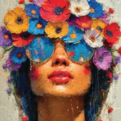 Diamond Art Ansigt/Blomst Mix 40X40Cm