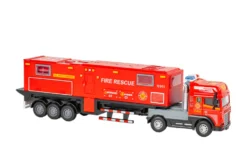 Die-cast brandbil med anhænger, lys og lyd