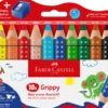 Farveblyant Faber Castell Grippy 10 Ass M/Blyantspidser