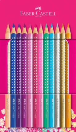 Farveblyant Faber-Castell sparkle 12 farver tinæske