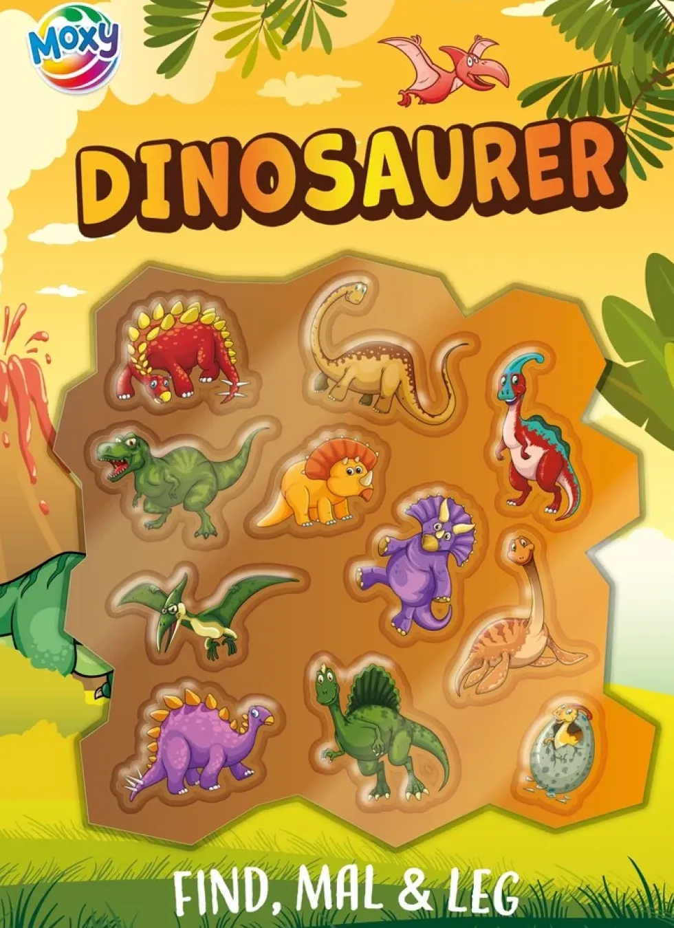 Find, mal og leg: Dinosaurer, med flotte 3D klistermærker