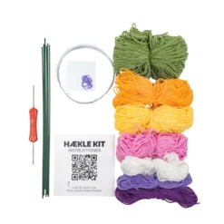 Hækle kit klare farver 6 stk. gul, lilla, orange, rød, grøn