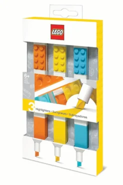 LEGO highlighters, 3 stk. orange, gul og tyrkis i box
