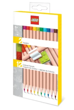 LEGO stationery 12 farveblyanter med 2 LEGO-klods toppe
