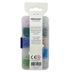 Perler æske facetslebet ass farver inkl. nål/tråd