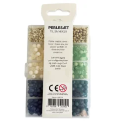 Perler æske matte grøn/blå/guld/offwhite tone i tone mix