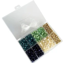 Perler æske matte grøn/blå/guld/offwhite tone i tone mix
