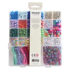 Perler æske trendy mix blå/lysegrøn/rosa/bogstaver nål/tråd