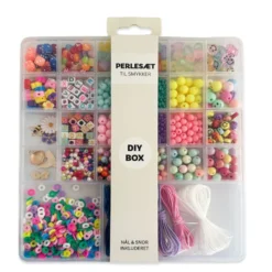 Perler æske trendy mix pastel/smiley/unicorn inkl. nål/tråd