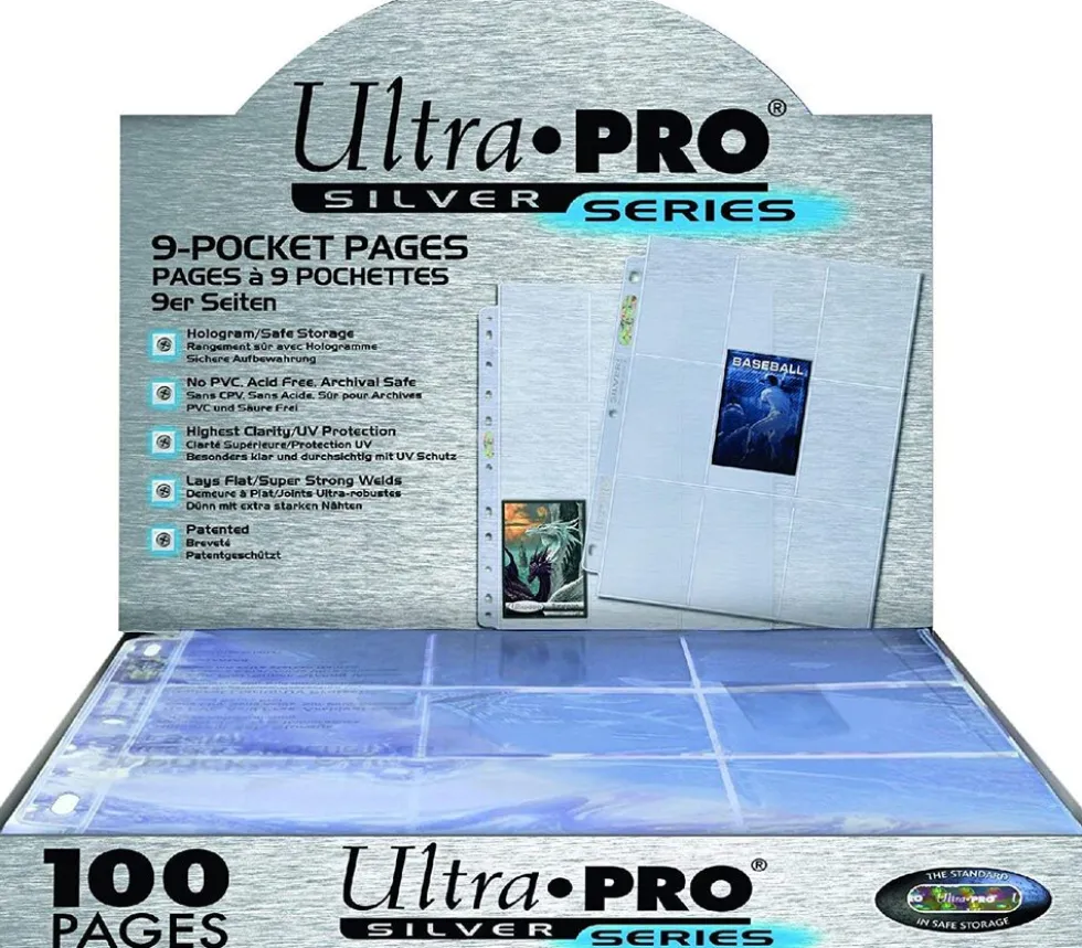 9-Pocket Pages Silver Blue 100 stk