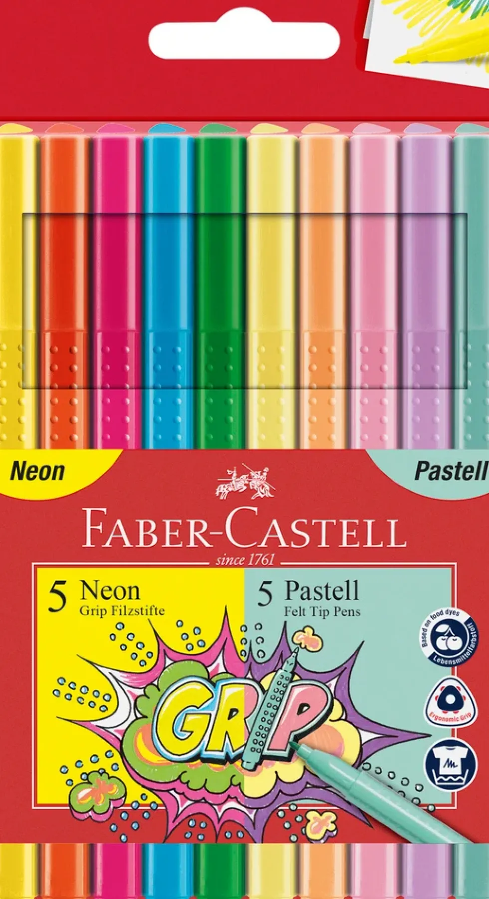Tusser grip Faber-Castell 10 stk 5 neon 5 pastel