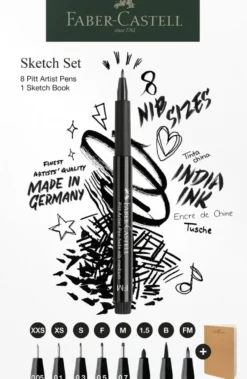 Tusser Pitt Artist Faber Castell 8 Ass + Sketchbook