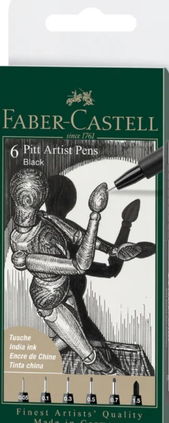Tusser Pitt Artist Sort Ass. 6 Stk.